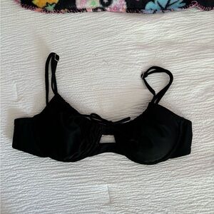 Black tie front bikini top